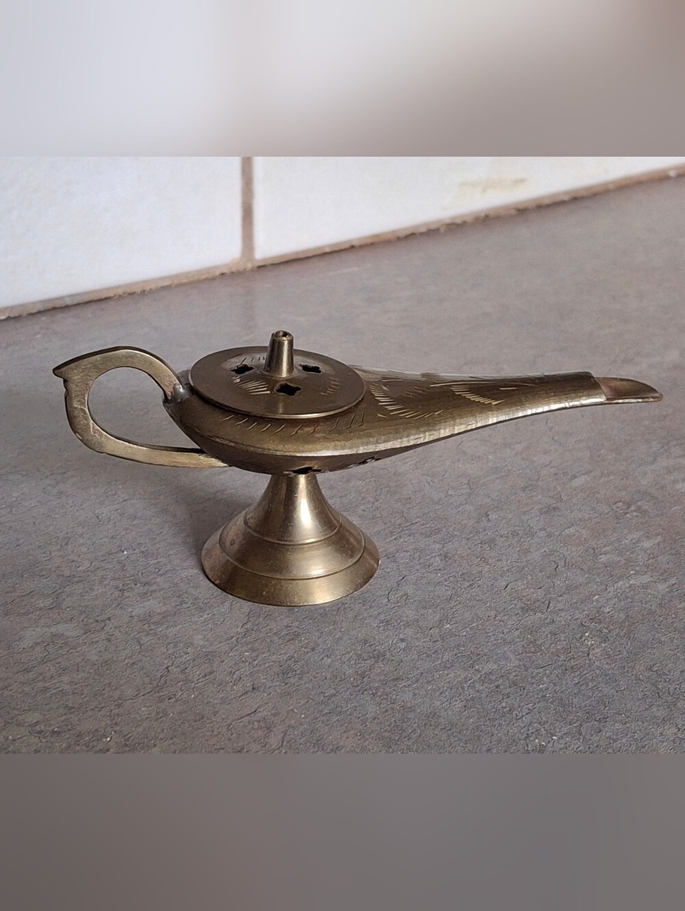 Vintage Brass Incense Burner Aladdin Genie Lamp